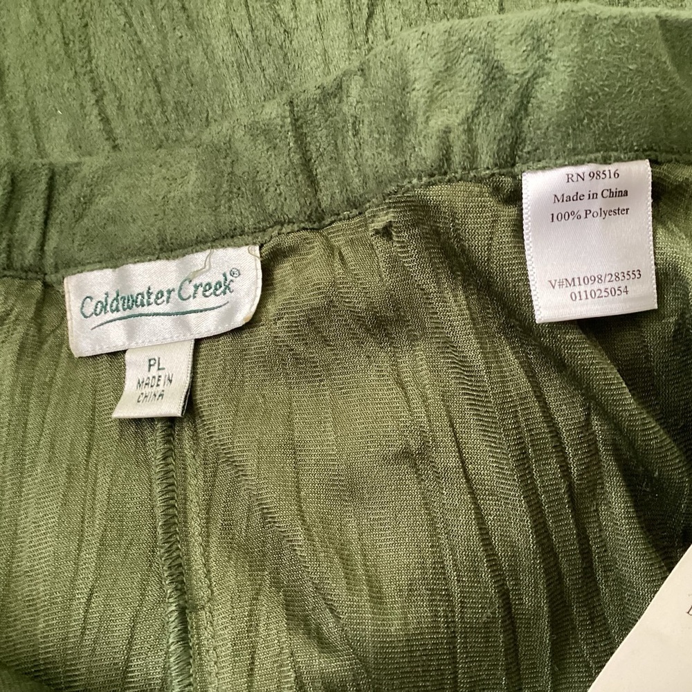 NWT! $80 Green Suede Like Soft Crinkle Skirt Coldwater Creek PL - Picture 4 of 5